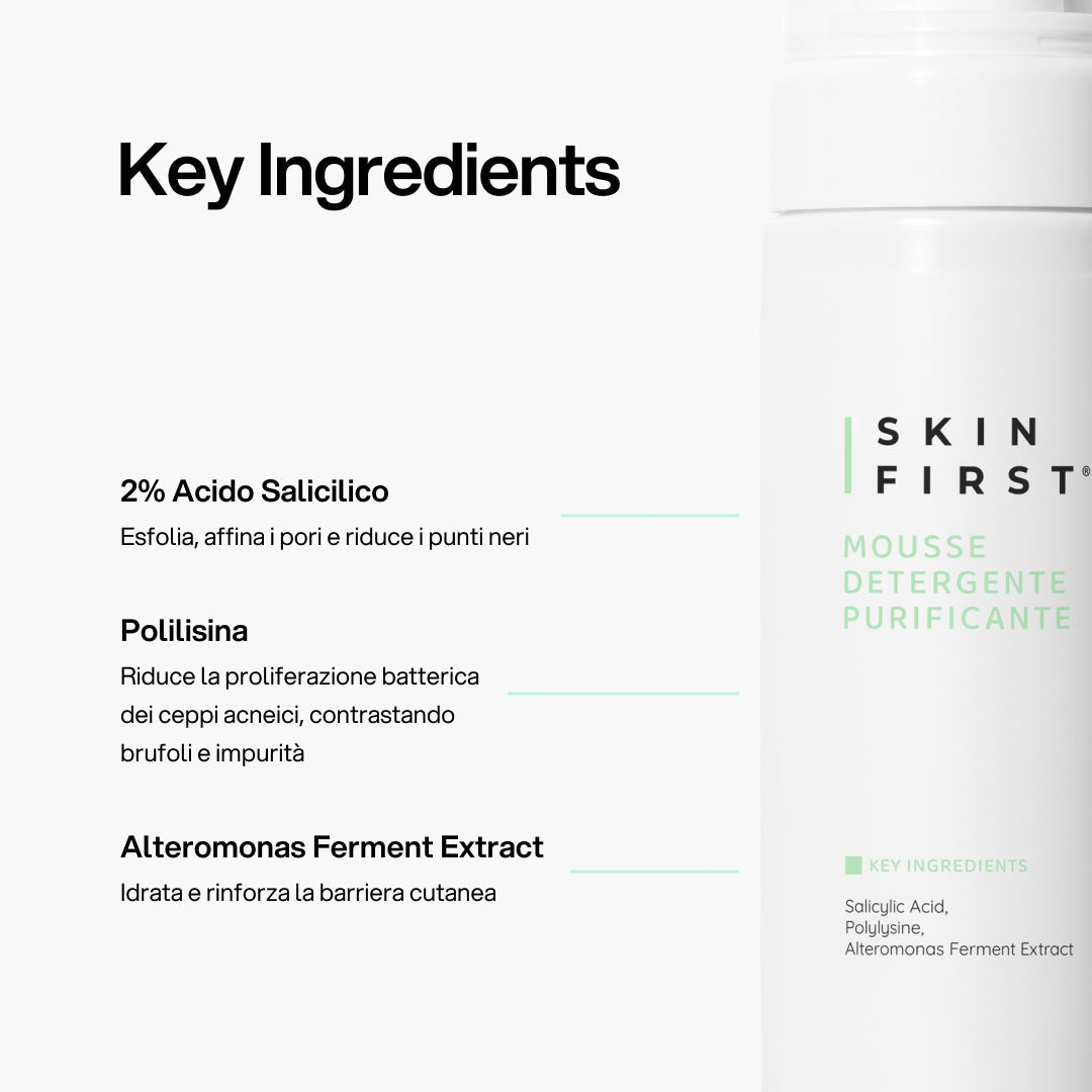 Infografica Spiegazione Sostanze Funzionali e Benefici Prodotto : Mousse Detergente Purificante_carousel_pdp