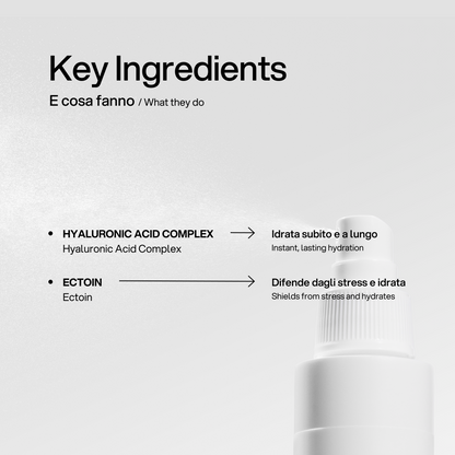 Face Body Mist Idratante Skin First, ingredienti chiave