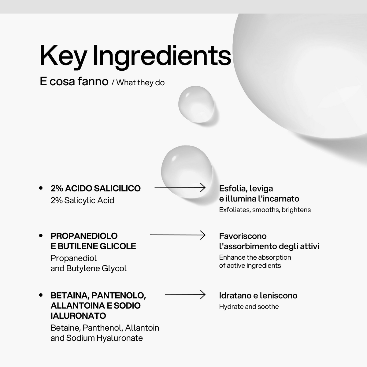 Perfezionatore Cutaneo Skin First, ingredienti chiave