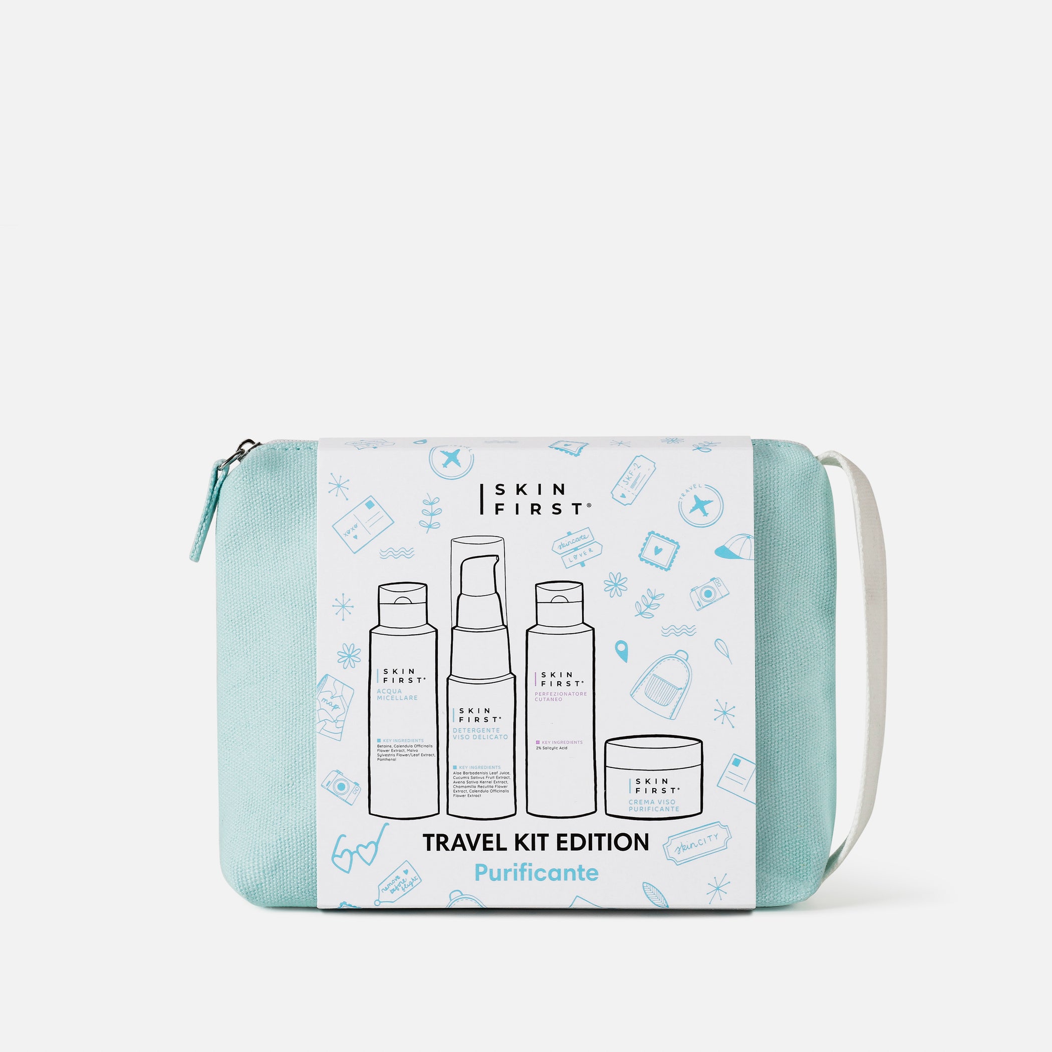Travel Kit Purificante - Set Cosmetici da Viaggio mini size con Pochette